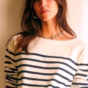 Preppy Nautical Cotton Coastal Cowgirl Crewneck Sweater By CW